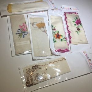 Vintage lot of six handkerchief, napkins & Scarves